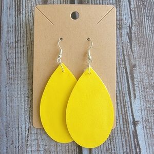 Yellow Faux Leather Earrings